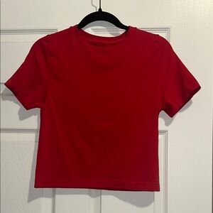 Red Short Sleeve Crop Top